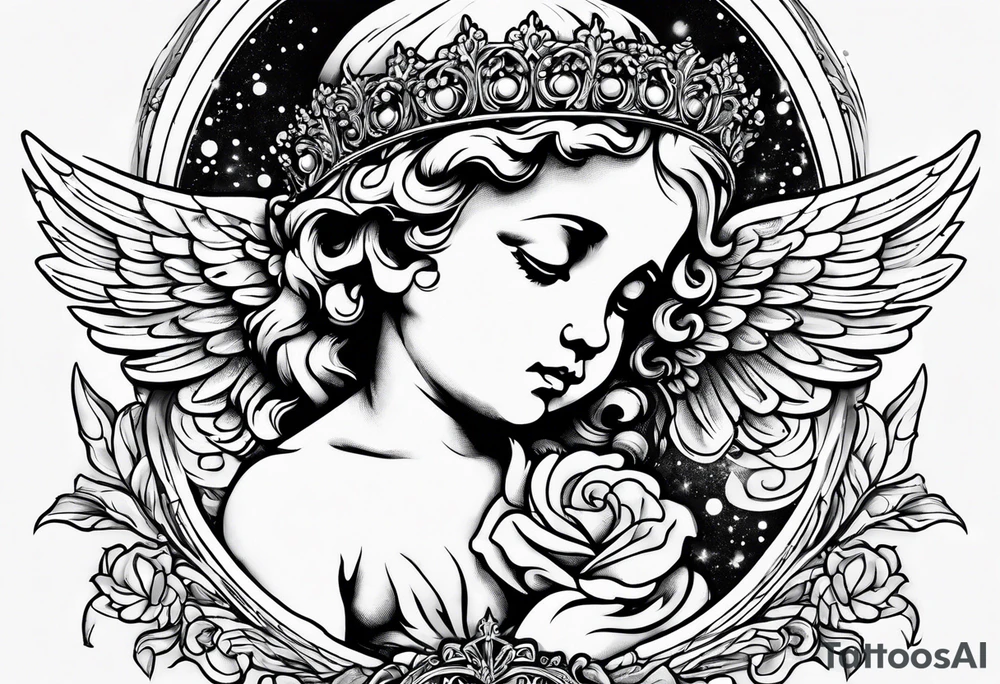 Crying cherub angel tattoo idea