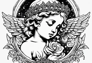 Crying cherub angel tattoo idea
