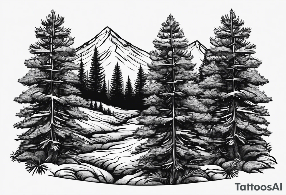 Tiny pine trees tattoo idea