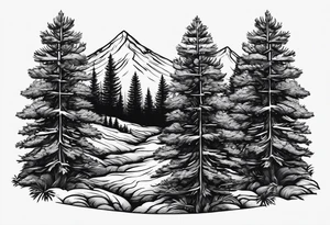 Tiny pine trees tattoo idea