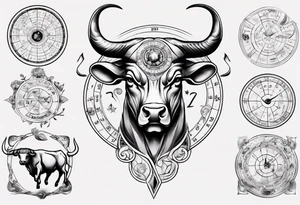 Taurus with astrology calendar tattoo idea