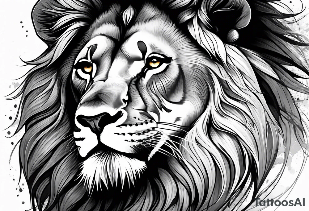 Lion with hair tattoo idea