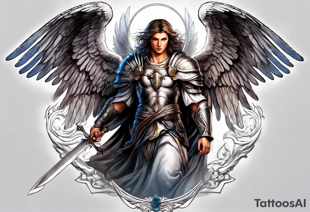 Michael the Archangel protecting someone tattoo idea