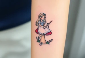 Alice in wonderland sitting on the mushroom with the hookah tattoo idea