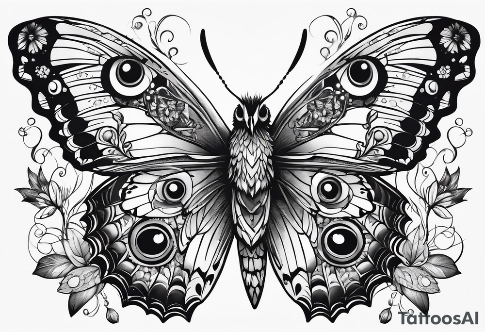 Butterflies, owl, fireflies tattoo idea
