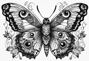 Butterflies, owl, fireflies tattoo idea