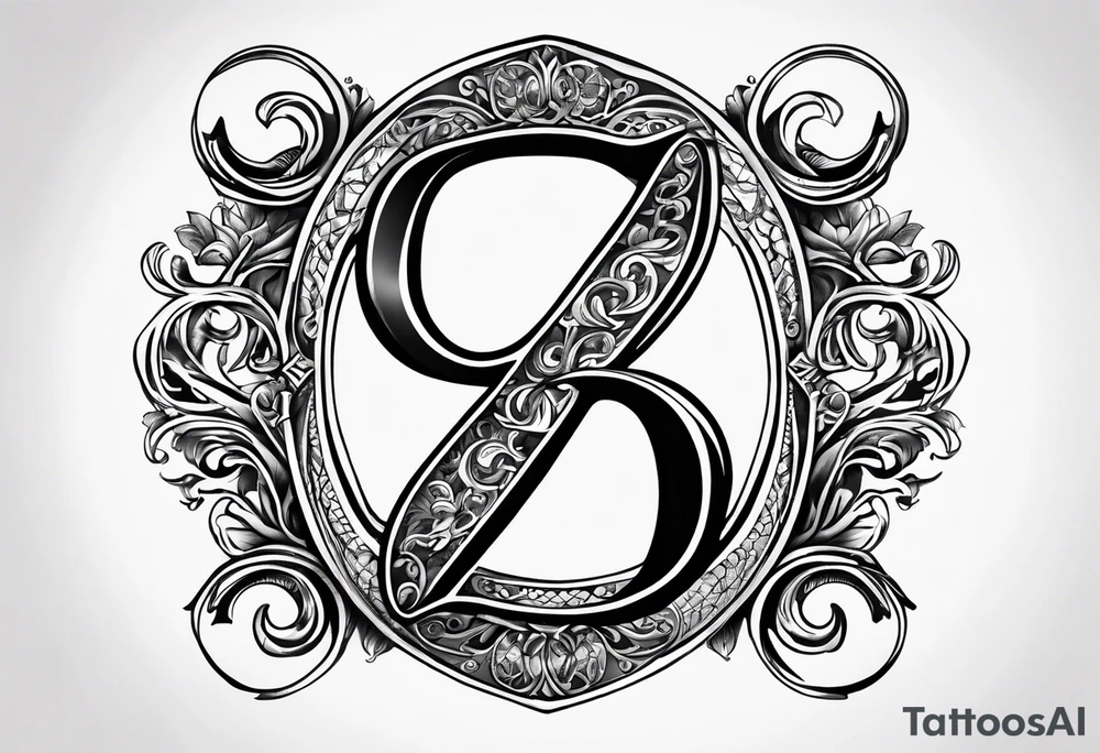 Infinity symbol with a letter B and 2 letter J’s tattoo idea