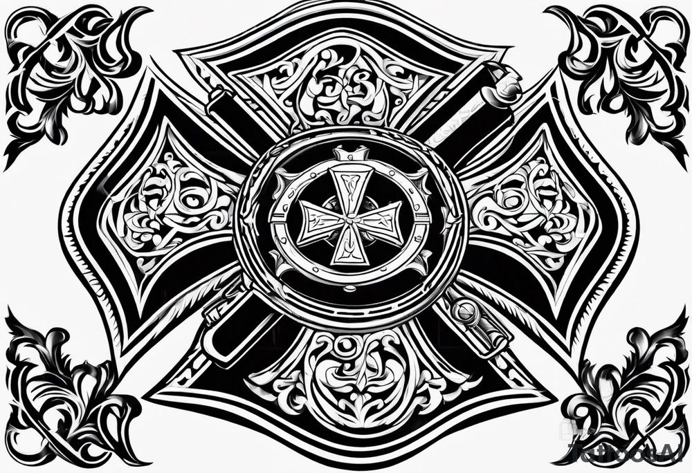 Fire department Maltese cross tattoo idea