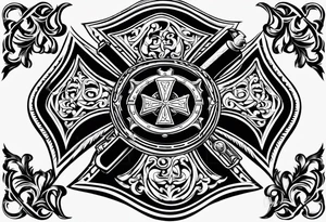 Fire department Maltese cross tattoo idea