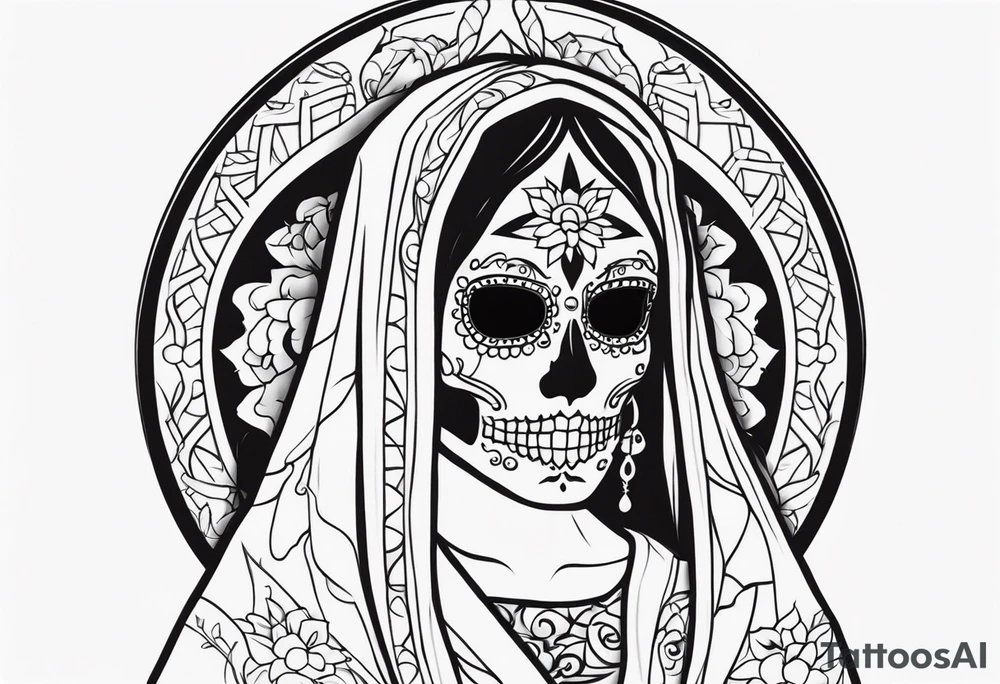 Minimalist Santa Muerte tattoo idea