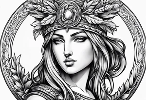 athena aegis with a laurel wreath tattoo idea