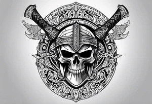 Valhalla sword shield axe armour tattoo idea
