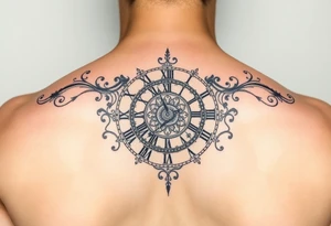 vintage roman numerals within ornate clockwork mechanism tattoo idea