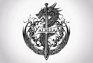 Valhalla  dragon sword symbol tattoo idea