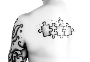 Left full arm sleeve with autism puzzle pieces tattoo idea