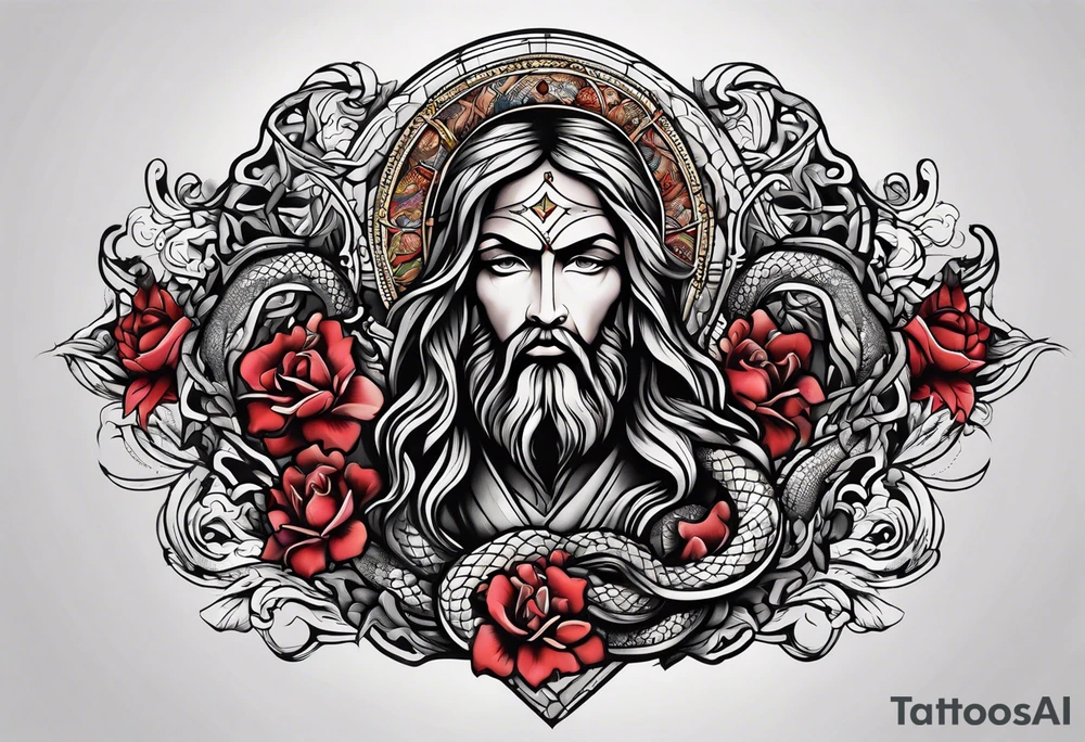 Almighty Jesus killed the Serpent tattoo idea