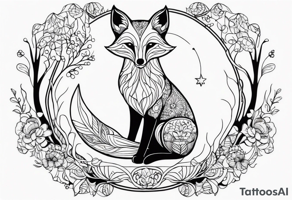 Whimsical Fox tattoo idea