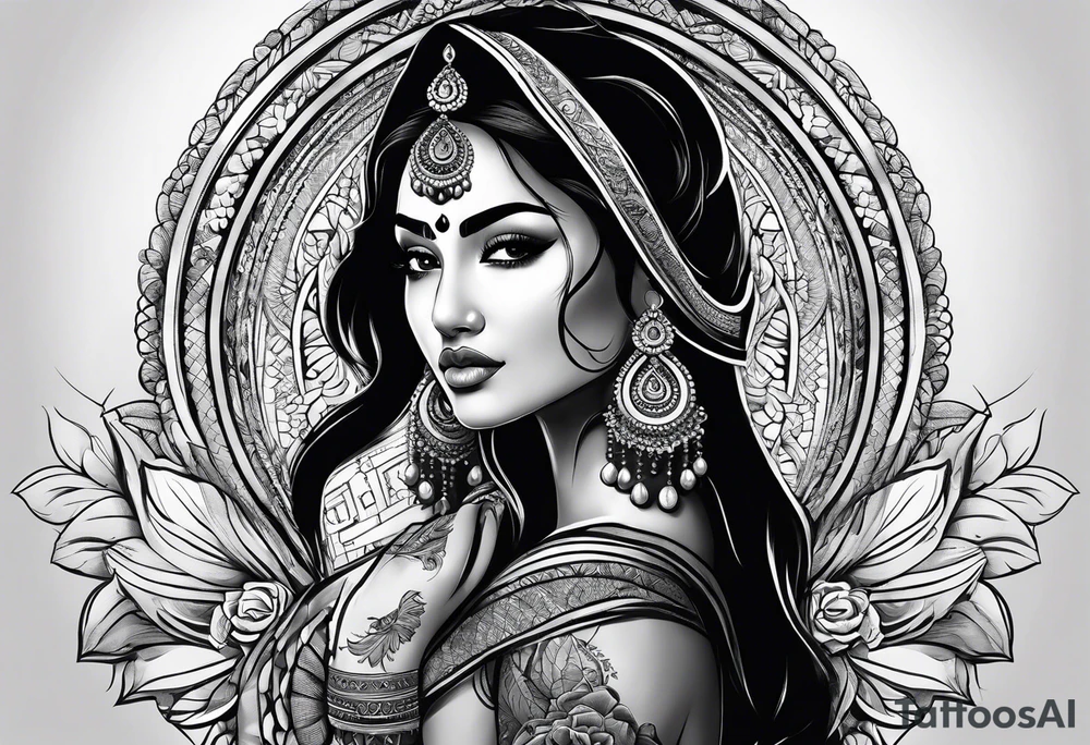 indian woman tattoo idea
