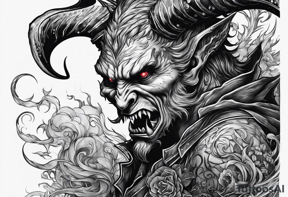 Demon stalking a boy tattoo idea