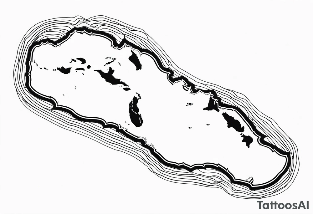 Outline map of the USVI and bvi Caribbean islands tattoo idea