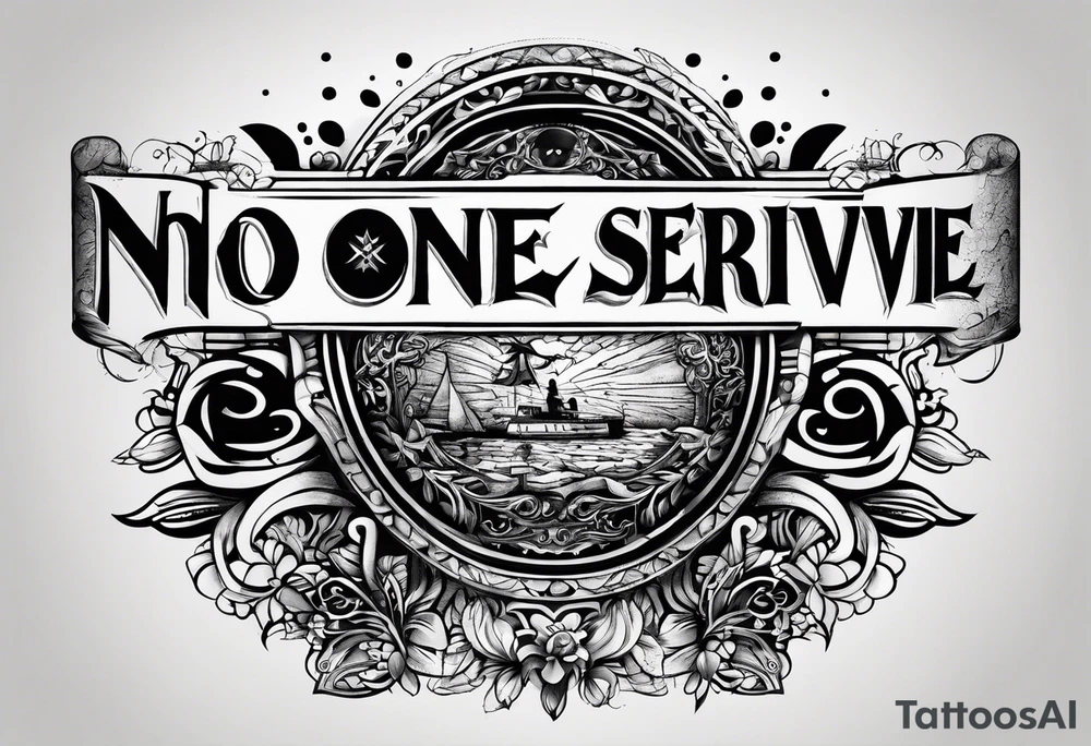 Text "no one servive" tattoo idea