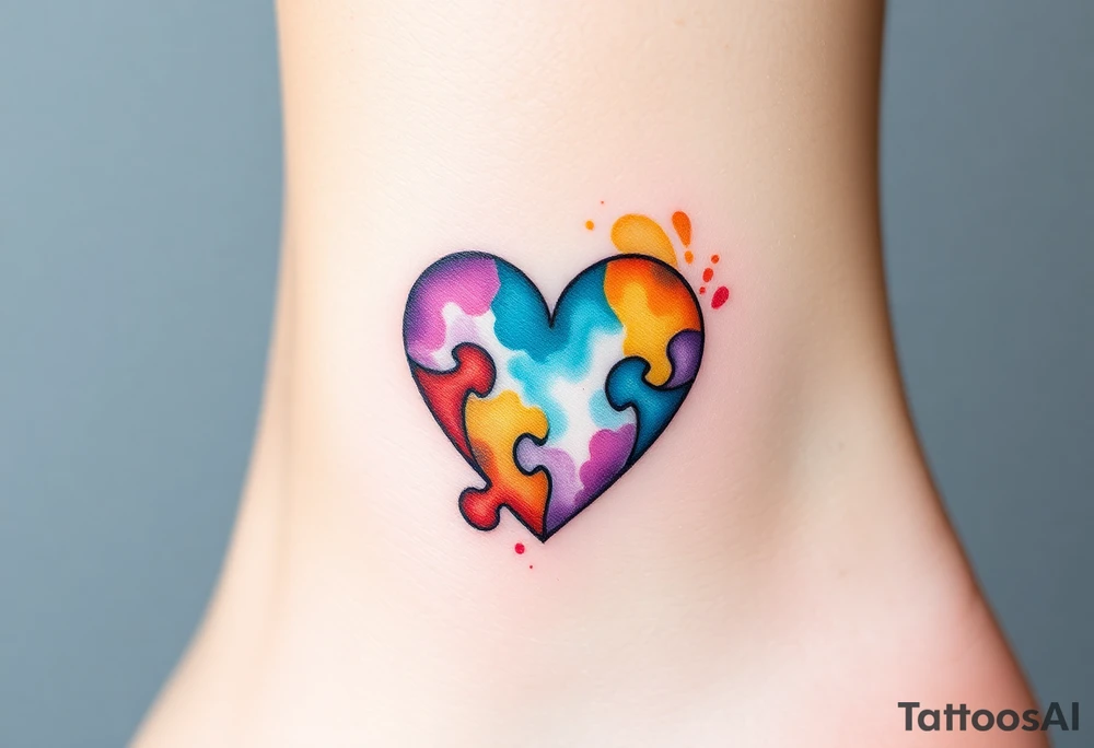 autism heart puzzle shape symbol tattoo idea