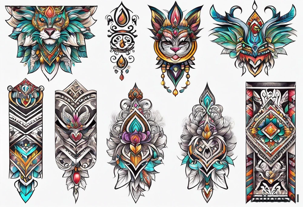 indian tribal leg sleeve tattoo idea