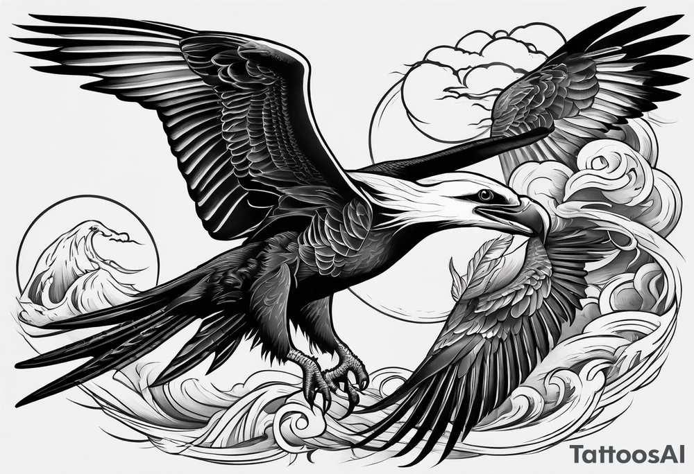 Frigate bird and osprey fighting tattoo idea