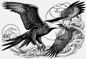 Frigate bird and osprey fighting tattoo idea