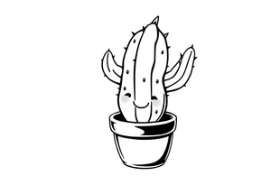Cutesy smiley Cactus in a pot tattoo idea