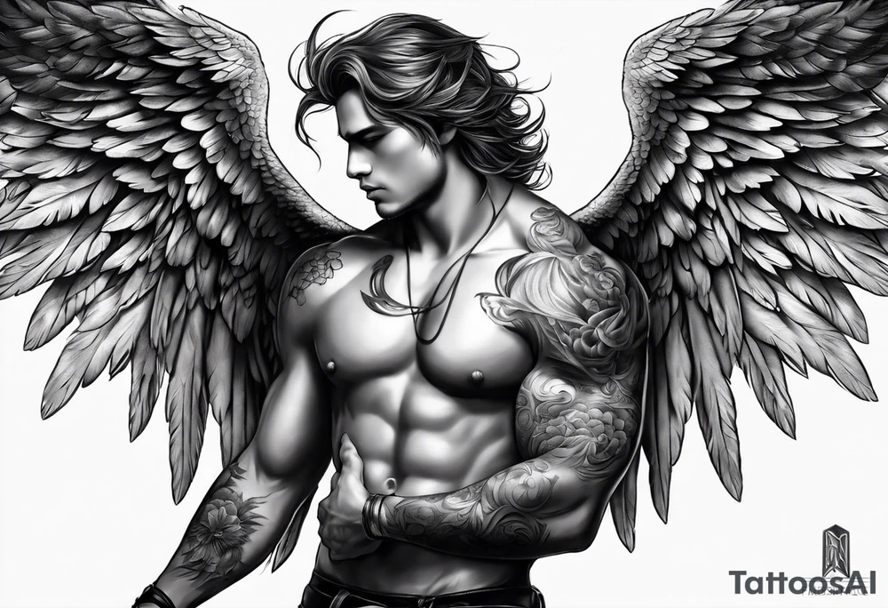 Fallen angel male tattoo idea