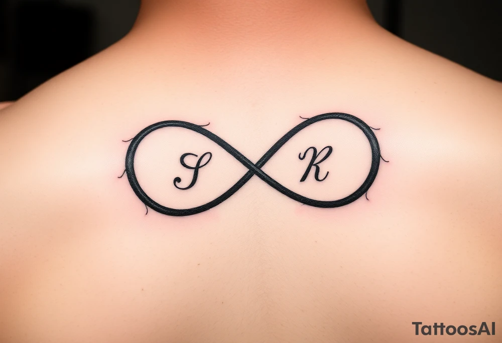 Infinity sign couple tattoos with initials in it tattoo idea