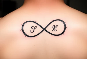 Infinity sign couple tattoos with initials in it tattoo idea