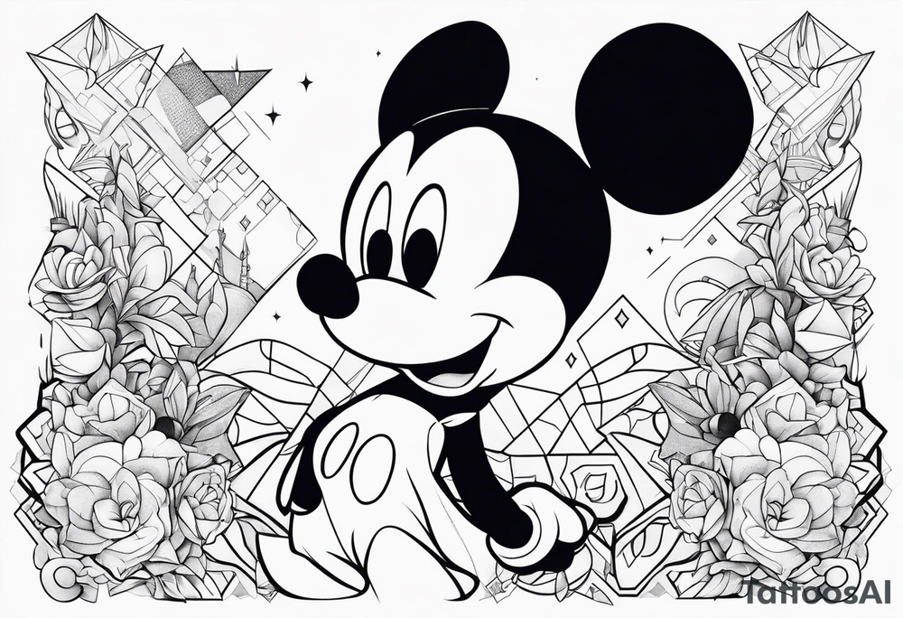 futuristic disney characters tattoo idea