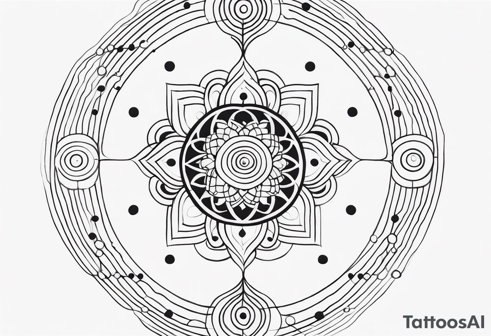 spiritual design made of black dots and circles tattoo idea