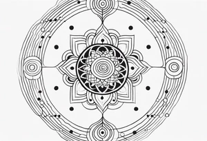 spiritual design made of black dots and circles tattoo idea