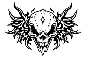 ornate demonic skull tattoo idea