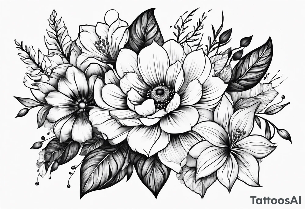 Feminine flowers tattoo idea