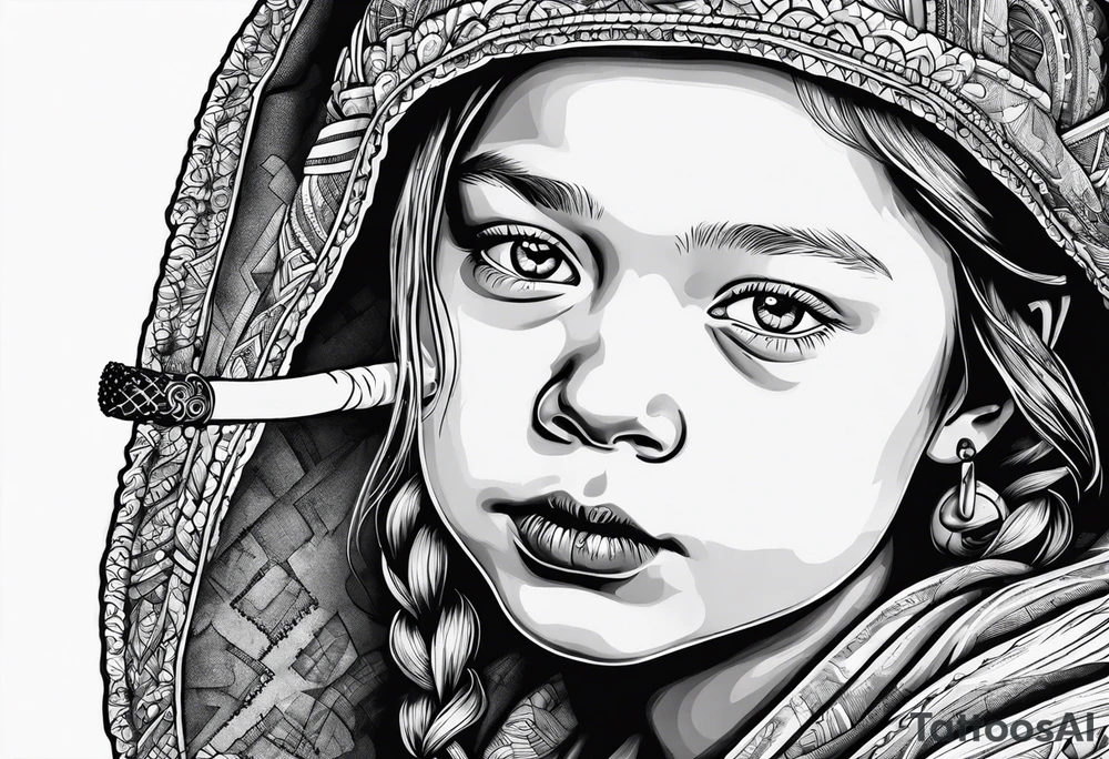 Greta Thunberg smoking cigarette tattoo idea