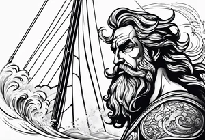 Poseidon als Windsurfer tattoo idea