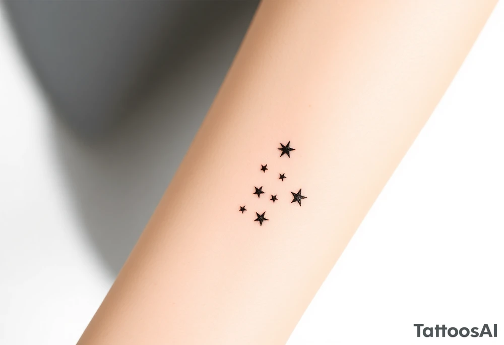 Can you design a few options for a meaningful minimal tattoo with dots, lines or stars that represents my kids? Three are living and two are deceased and I want something that represents that difference by having solid and hollow elements. Put on fingers tattoo idea