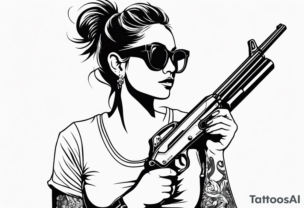 capricorn with sunglasses and shotgun tattoo idea