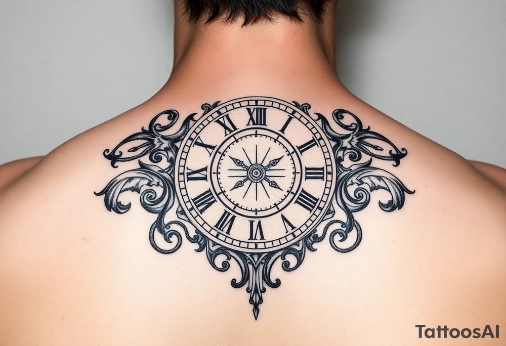 vintage roman numerals within ornate clockwork mechanism tattoo idea