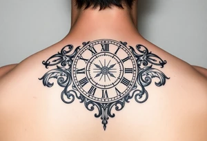 vintage roman numerals within ornate clockwork mechanism tattoo idea