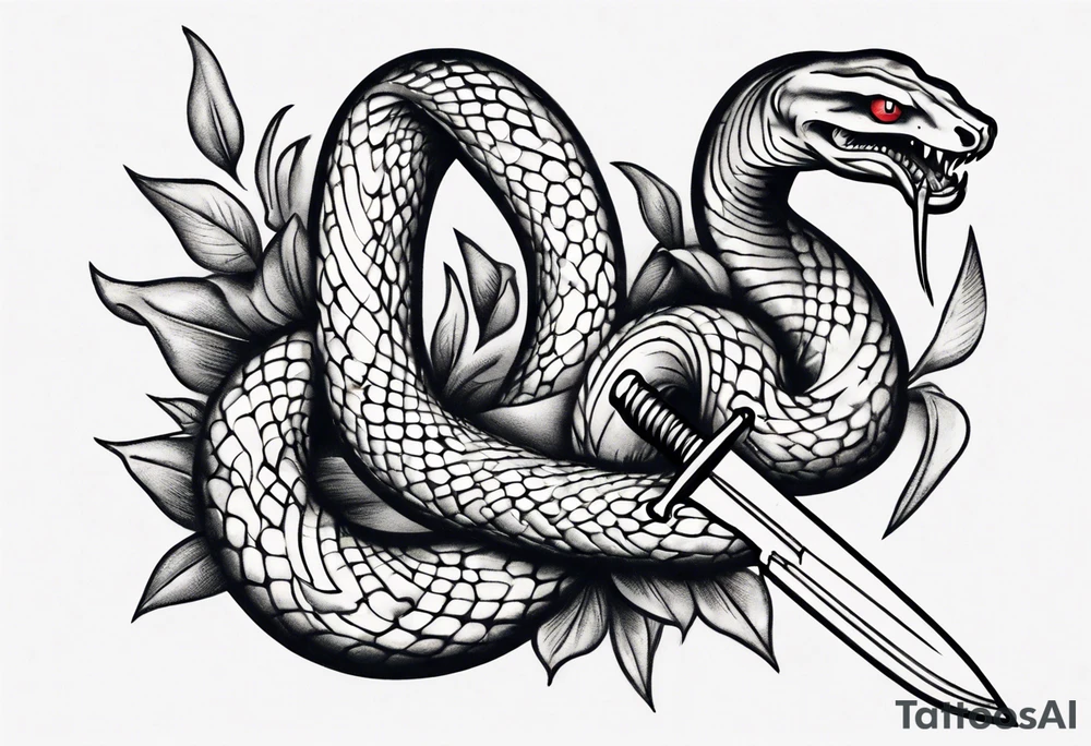 A snake wrapping a knife (old school style) tattoo idea A snake wrapping a knife (old school style) tattoo idea