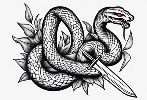 A snake wrapping a knife (old school style) tattoo idea