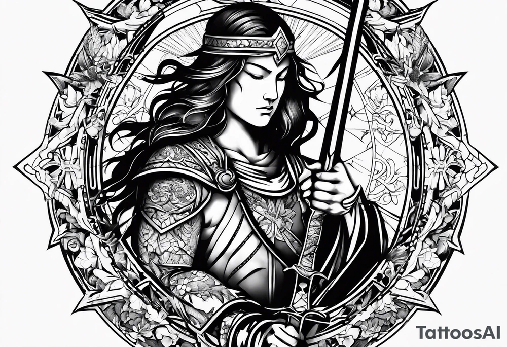 sagittarius, faith, strong, warrior, god, jesus, christ tattoo idea