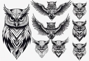 Demonic Owl looking to the rights tattoo idea