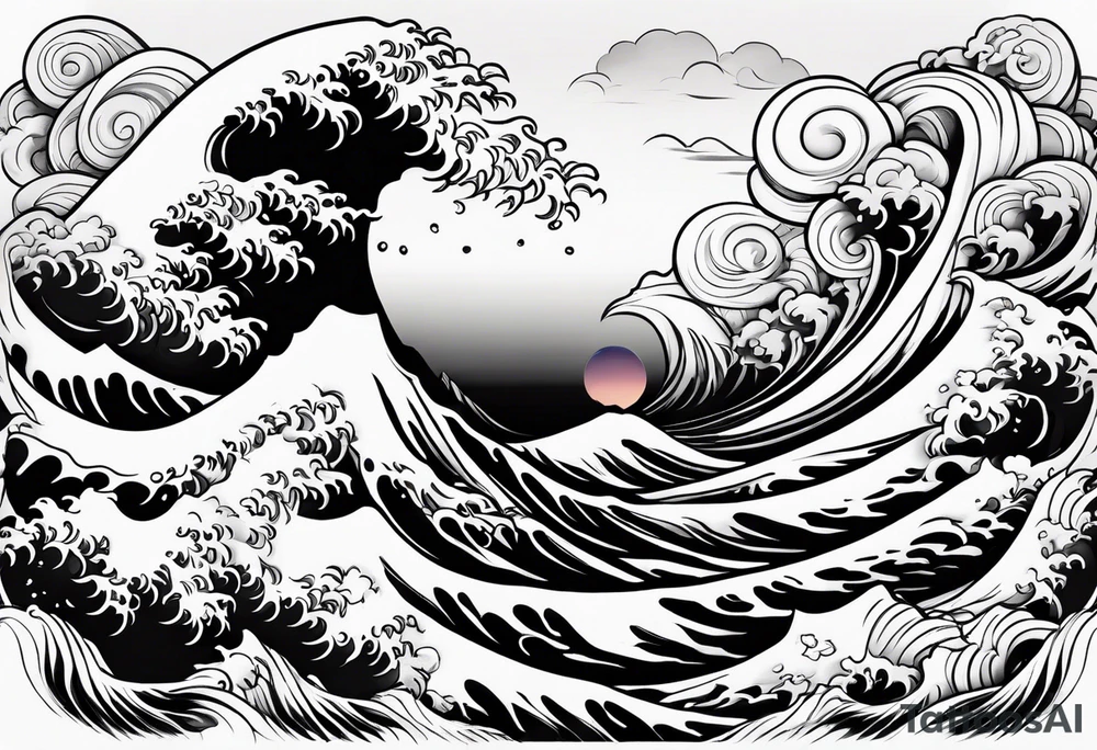 swirly tsunami but more cartoony tattoo idea