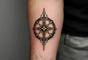 A golden Rodimych symbol marks family heritage and protection through the male line. tattoo idea